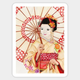 Watercolor - Japanese geisha Sticker